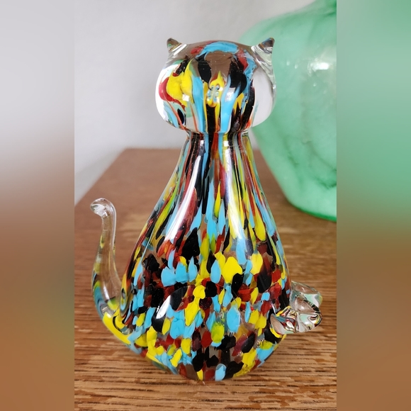 Murano Style Multicolor glass cat - Picture 3 of 5
